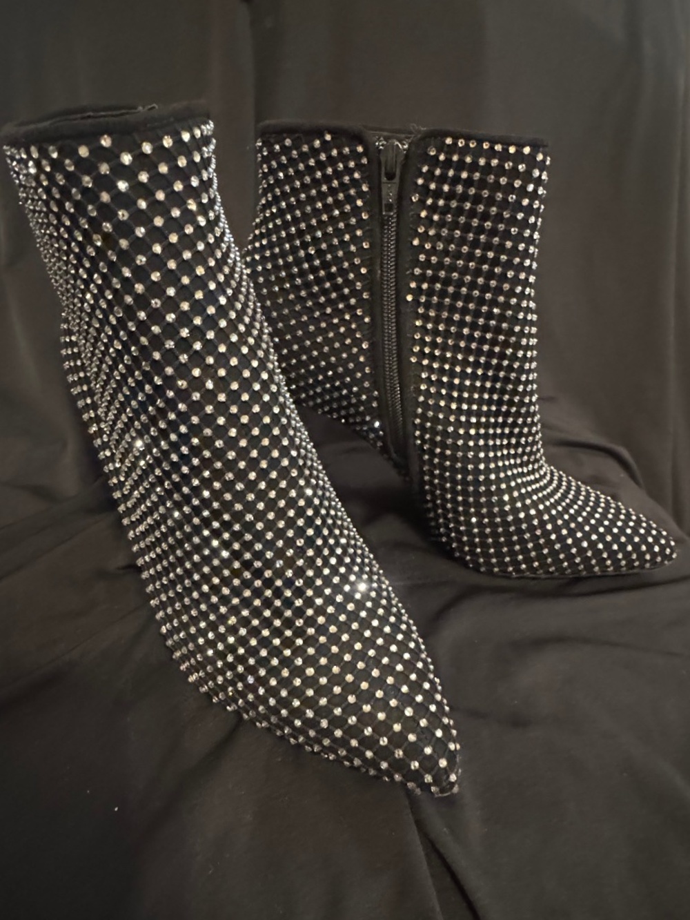 Gianni Bini Sydni Mesh Rhinestone Ankle Bootie Black size 9